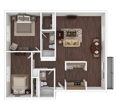 Two Bedroom Two bathroom floorplan